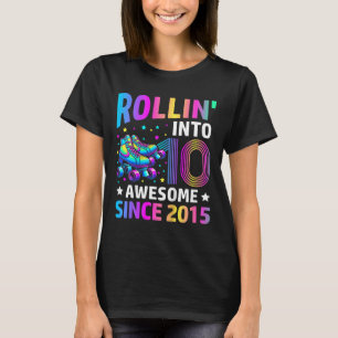 Rollend naar 10 jaar oude schaatsen 10e verjaardag t-shirt