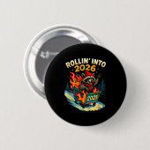 Rollend naar 2026 Wasbeer Grappige Afvalbak Brand Ronde Button 5,7 Cm (Voorkant /achterkant)