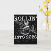 Rollend naar 2026 Wasbeertonnetvuur Nieuwjaars M Kaart (Gele Bloem)