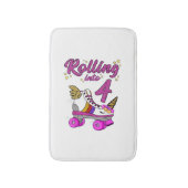 Rollend naar 4e verjaardagsshirt Eenhoorn Roller S Badmat (Voorkant Verticaal)