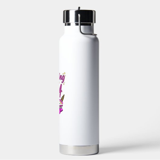 Rollend naar 4e verjaardagsshirt Eenhoorn Roller S Waterfles (Links)