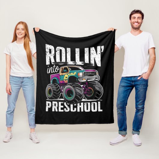 Rollend naar de peuterspeelzaal Monstertruck terug Fleece Deken (In situ)