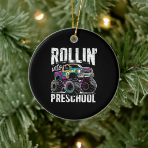 Rollend naar de peuterspeelzaal Monstertruck terug Keramisch Ornament