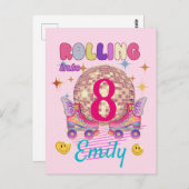 Rollend naar Skate Roller Verjaardagsmeisje Matchi Briefkaart (Voorkant / Achterkant)