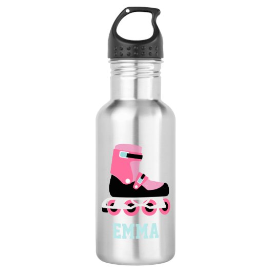 Rollend Schaats Gepersonaliseerd Kinder Roestvrij  Waterfles (Voorkant)