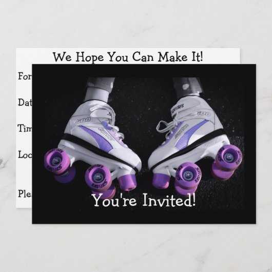 Rollend Schaats-Uitnodiging Kaart (Voorkant / Achterkant)