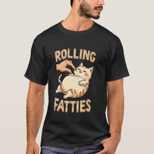 Rollende Dikke Dieren Grappige Lui Kat Humor T-shirt