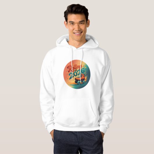Rollende in 2026 Retro Skate Hoodie (Voorkant volledig)