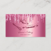 Rollende pin & whisk cupcake Bakkerij Dripping Pin Visitekaartje (Voorkant)