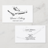 Rollende pin & whisk cupcake Bakkerij Zwart-wit Visitekaartje (Voorkant / Achterkant)