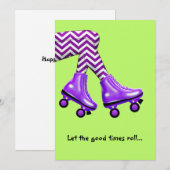 Rollende schaatsen met paarse sokken notitiekaartje (Voorkant / Achterkant)