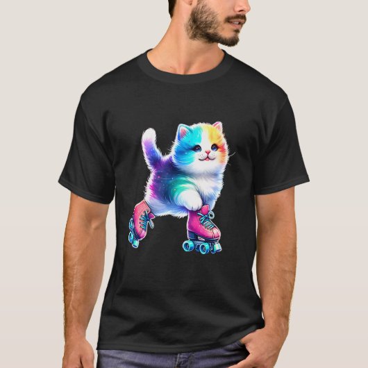 Rollende Schaatsende Kat Roller Derby Schaatser Ro T-shirt (Voorkant)