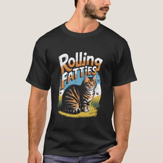 Rollende Vette Drollen Grappige Kat Meme T-shirt (Voorkant)