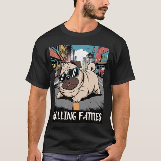 Rollende Vette Drollen Grappige Pug Meme Cool Pug T-shirt (Voorkant)