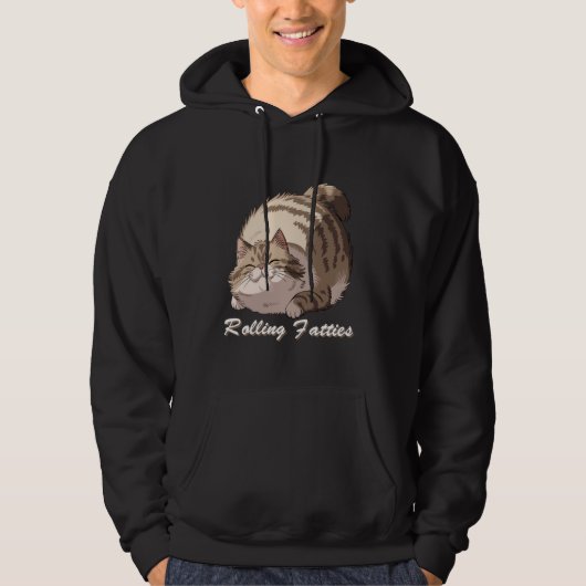 Rollende Vette Kat Meme Lui Harig Kattengelach Gra Hoodie (Voorkant)