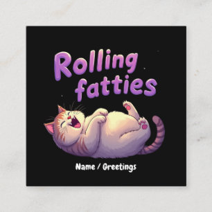 Rollende Vette Katten Kat Meme Grappig & Schattig Vierkante Visitekaartje