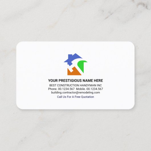 Rollenpenseel Rooftop-contractant tekenen Visitekaartje (Achterkant)