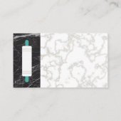 Rollenpin | Goudwitte marmer | Zwarte marmer Visitekaartje (Achterkant)