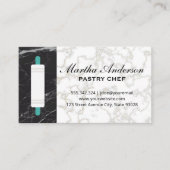 Rollenpin | Goudwitte marmer | Zwarte marmer Visitekaartje (Voorkant)