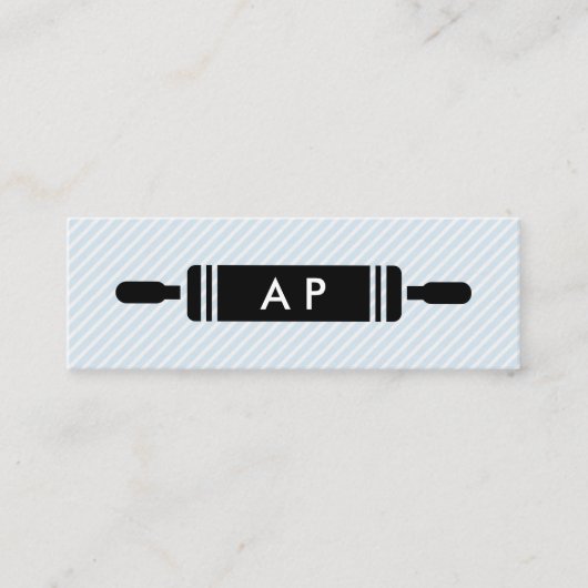 Rollenpinmonogram met strepen mini visitekaartje (Voorkant)