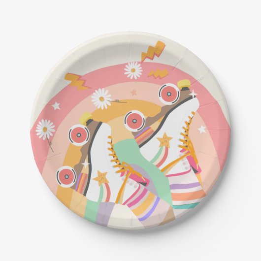 Rollenroterende Schaats roovy Girl Birthday Pa Papieren Bordje (Voorkant)
