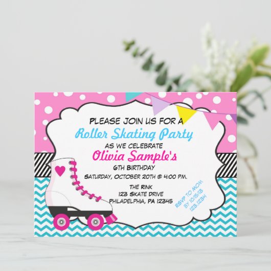 Rollenschaatsen Chevron Birthday Kaart (Staand voorkant)