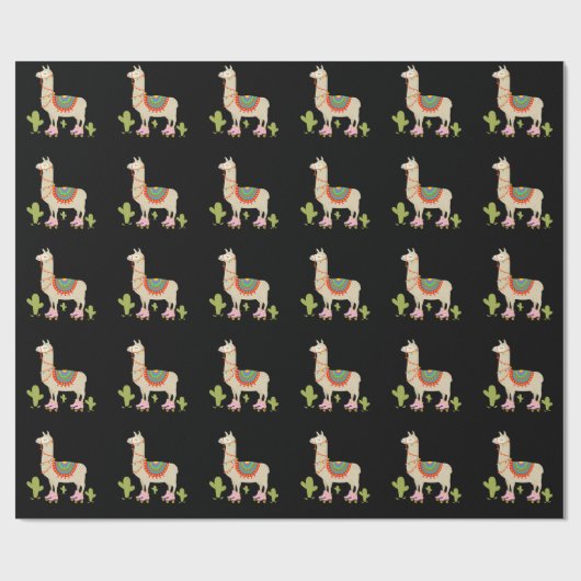 Rollenschaatsen Llama Retro Roller Skater Cadeaupapier (Vlak)