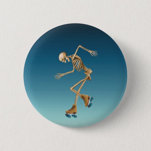 Rollenschaatsen met skelet ronde button 5,7 cm (Voorkant)