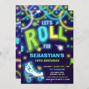 Rollenschaatsen Neon Glow Skating Party Kaart
