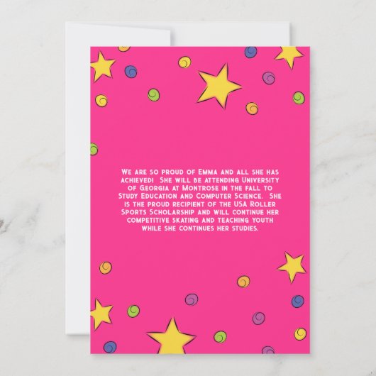 Rollenschaatsen Uitnodigingroze Kaart (Achterkant)