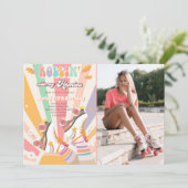 Rollenvakkering Schaats met roovy Birthday Party I Kaart (Staand voorkant)