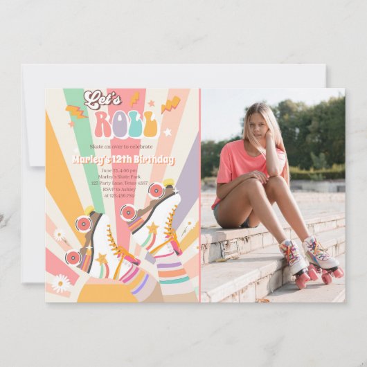 Rollenvakkering Schaats met roovy Birthday Party I Kaart (Voorkant)