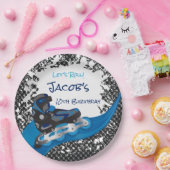 Roller Blade Grunge Blue Birthday Party Papieren Bordje (Feest)