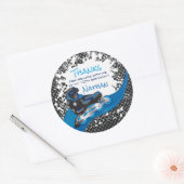 Roller Blade Grunge Blue Birthday Party Ronde Sticker (Envelop)