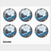 Roller Blade Grunge Blue Birthday Party Ronde Sticker (Vel)