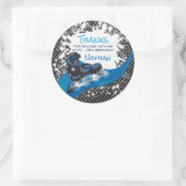 Roller Blade Grunge Blue Birthday Party Ronde Sticker (Tas)