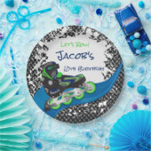 Roller Blade Grunge Green Birthday Party Papieren Bordje (Feest)