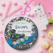 Roller Blade Grunge Green Birthday Party Papieren Bordje (Feest)