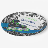 Roller Blade Grunge Green Birthday Party Papieren Bordje (Gekanteld)