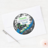 Roller Blade Grunge Green Birthday Party Ronde Sticker (Envelop)