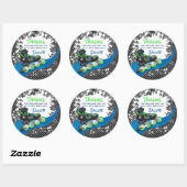 Roller Blade Grunge Green Birthday Party Ronde Sticker (Vel)