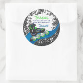 Roller Blade Grunge Green Birthday Party Ronde Sticker (Tas)