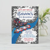 Roller Blade Grunge Red Birthday Party Kaart (Staand voorkant)