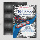 Roller Blade Grunge Red Birthday Party Kaart (Voorkant / Achterkant)