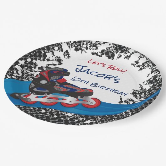 Roller Blade Grunge Red Birthday Party Paper Bord (Gekanteld)