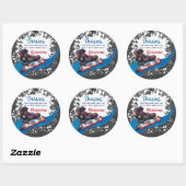 Roller Blade Grunge Red Birthday Party Ronde Sticker (Vel)