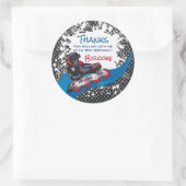 Roller Blade Grunge Red Birthday Party Ronde Sticker (Tas)