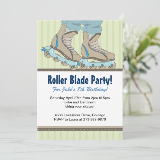 Roller Blade Thmed Birthday Party-uitnodigingen Kaart (Staand voorkant)