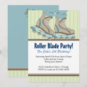 Roller Blade Thmed Birthday Party-uitnodigingen Kaart (Voorkant / Achterkant)