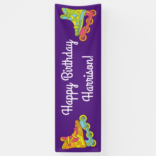 Roller Blades Schaatsen verjaardagsfeestje Spandoek (Verticaal)